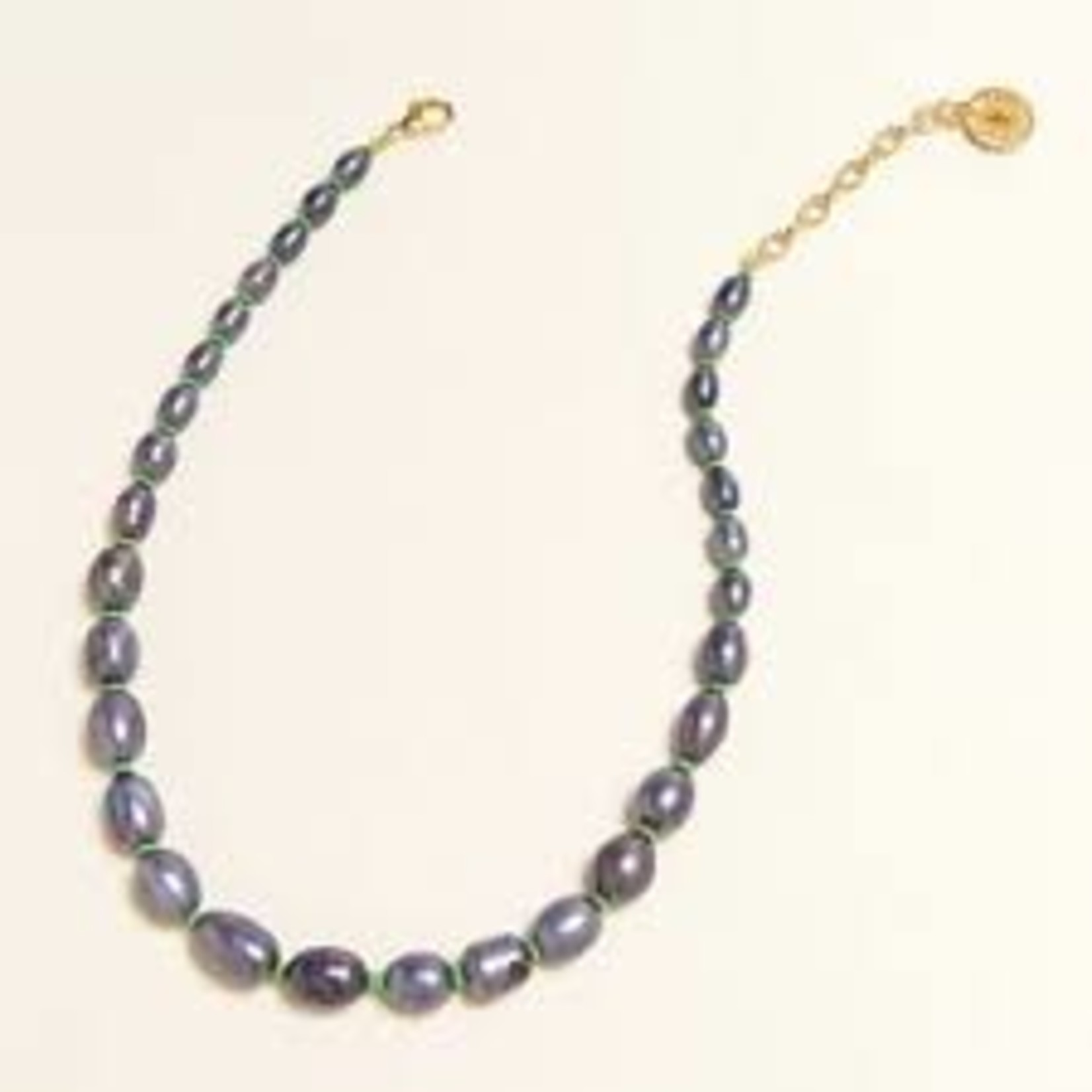 Maj Pearl Necklace Grey Green