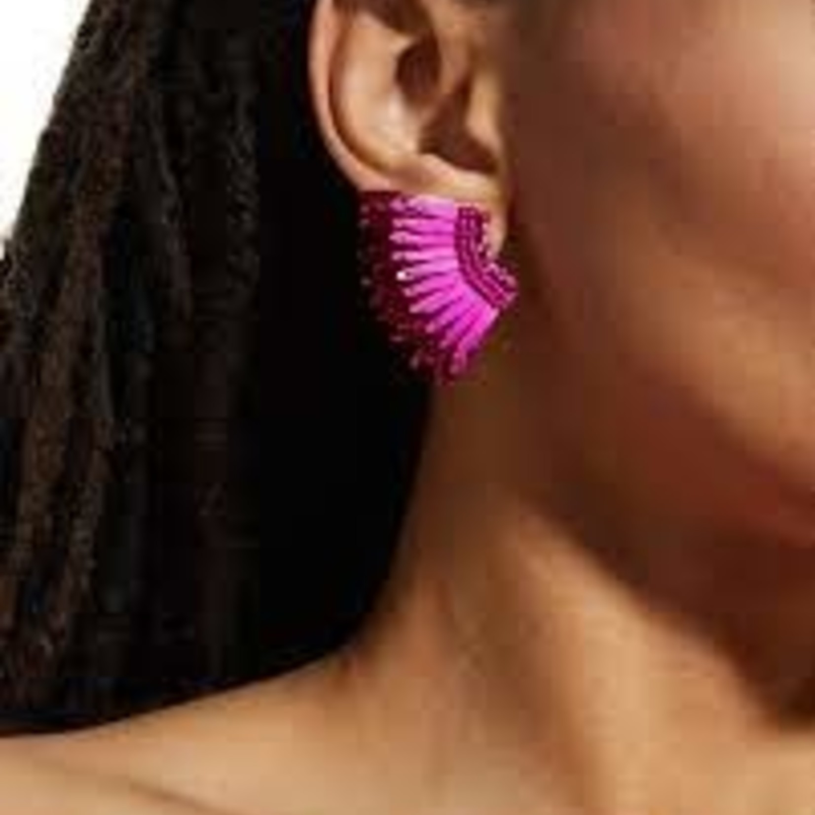 Mini Madeline Magenta Raffia Earrings