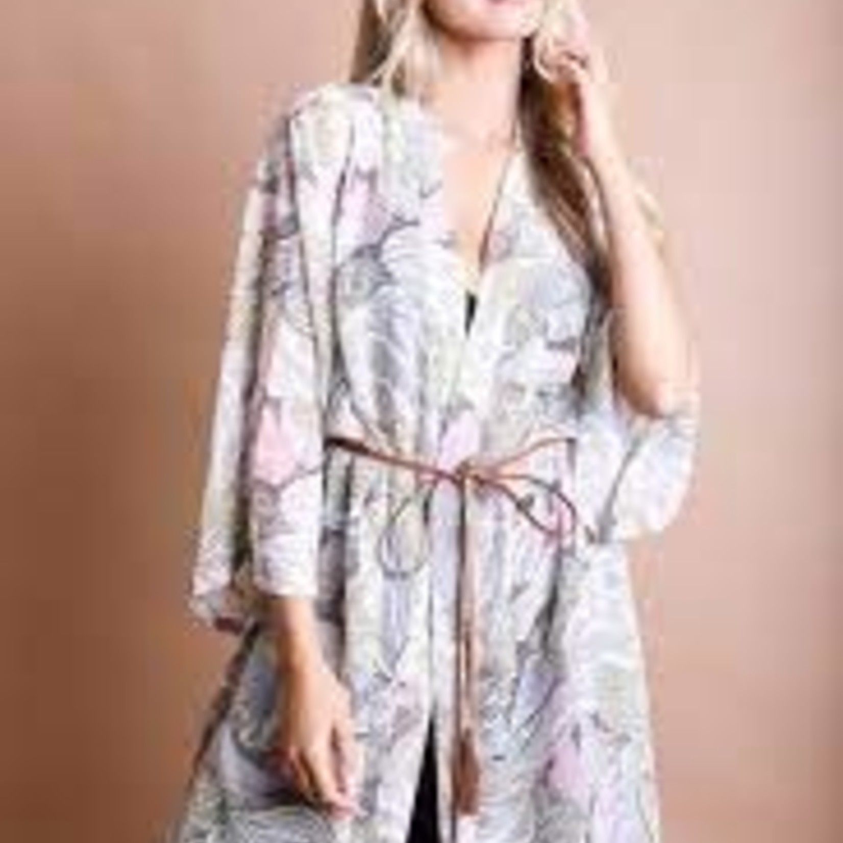 Ikebana Print Kimono Pink