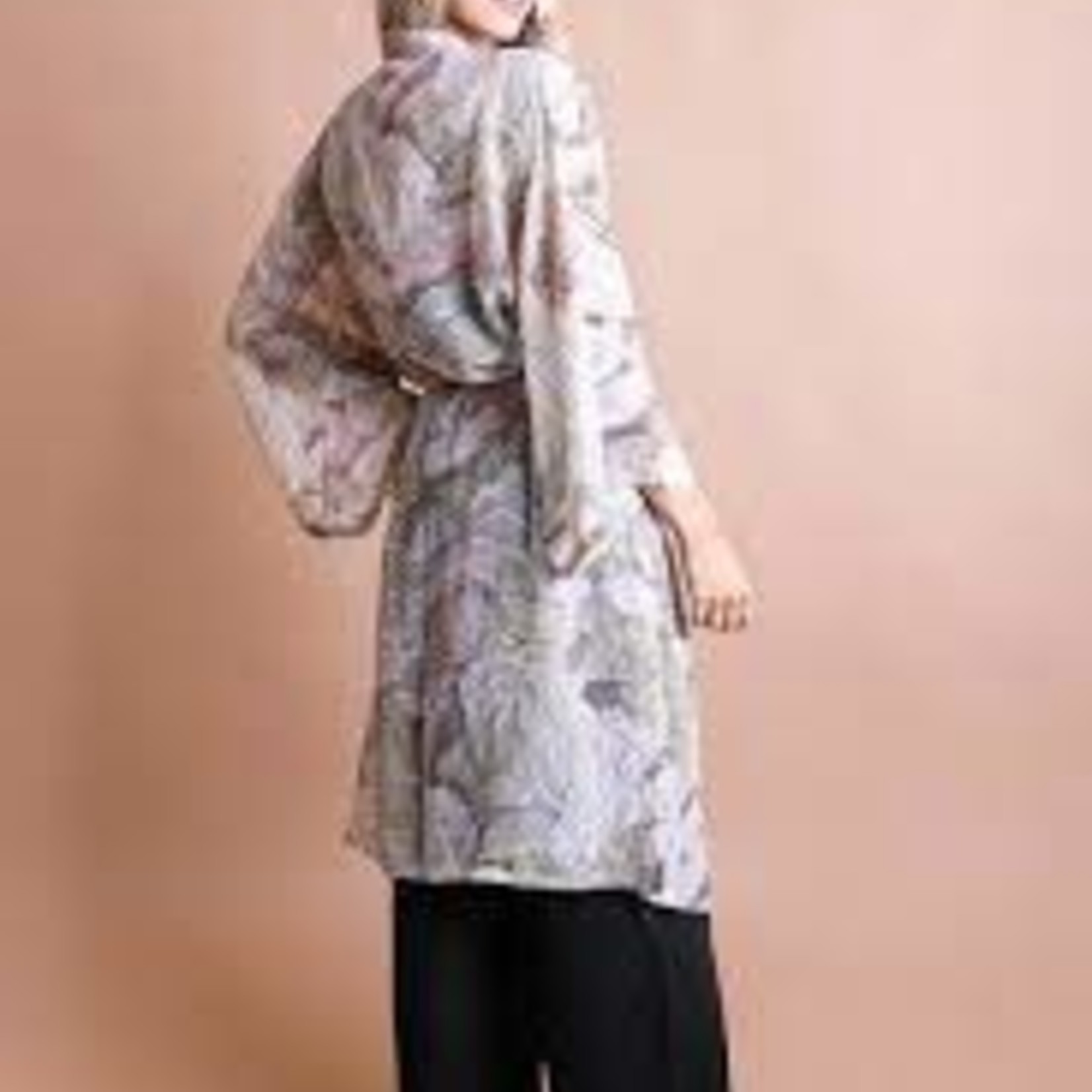 Ikebana Print Kimono Pink