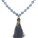 Angelite Gold Lotus Tassel Mala Necklace