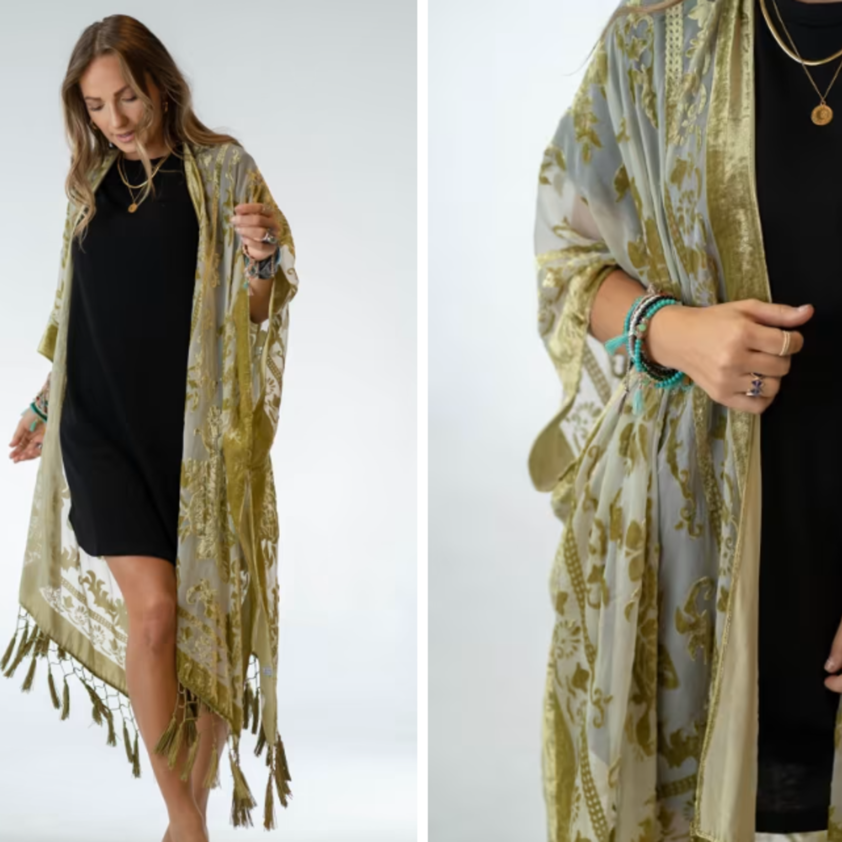 Velvet Tapestry Wrap Green