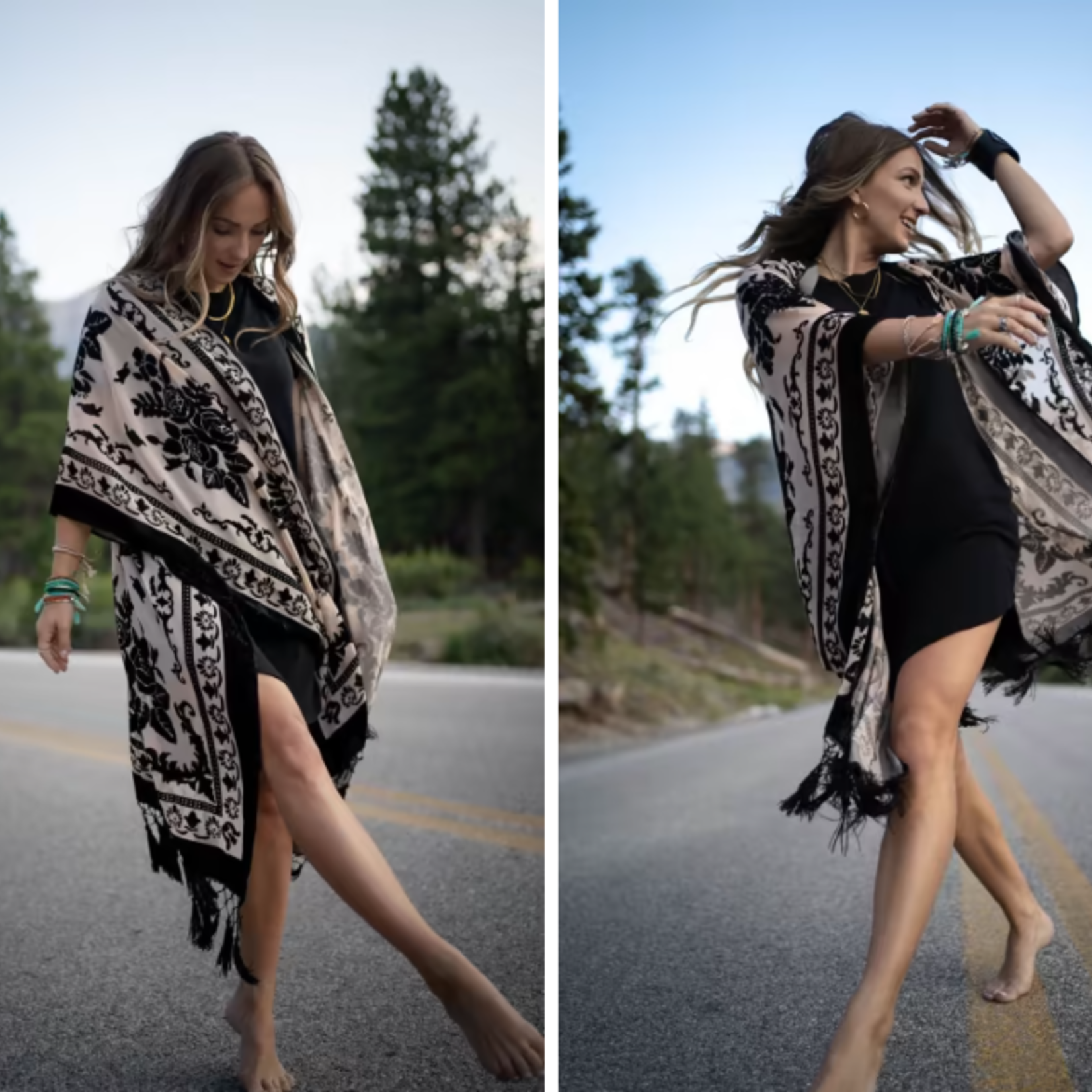 Velvet Tapestry Wrap Black