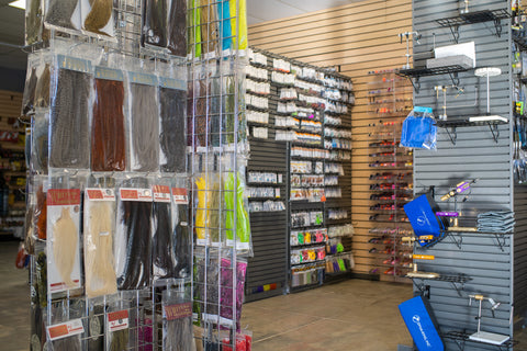 The fly tying materials section