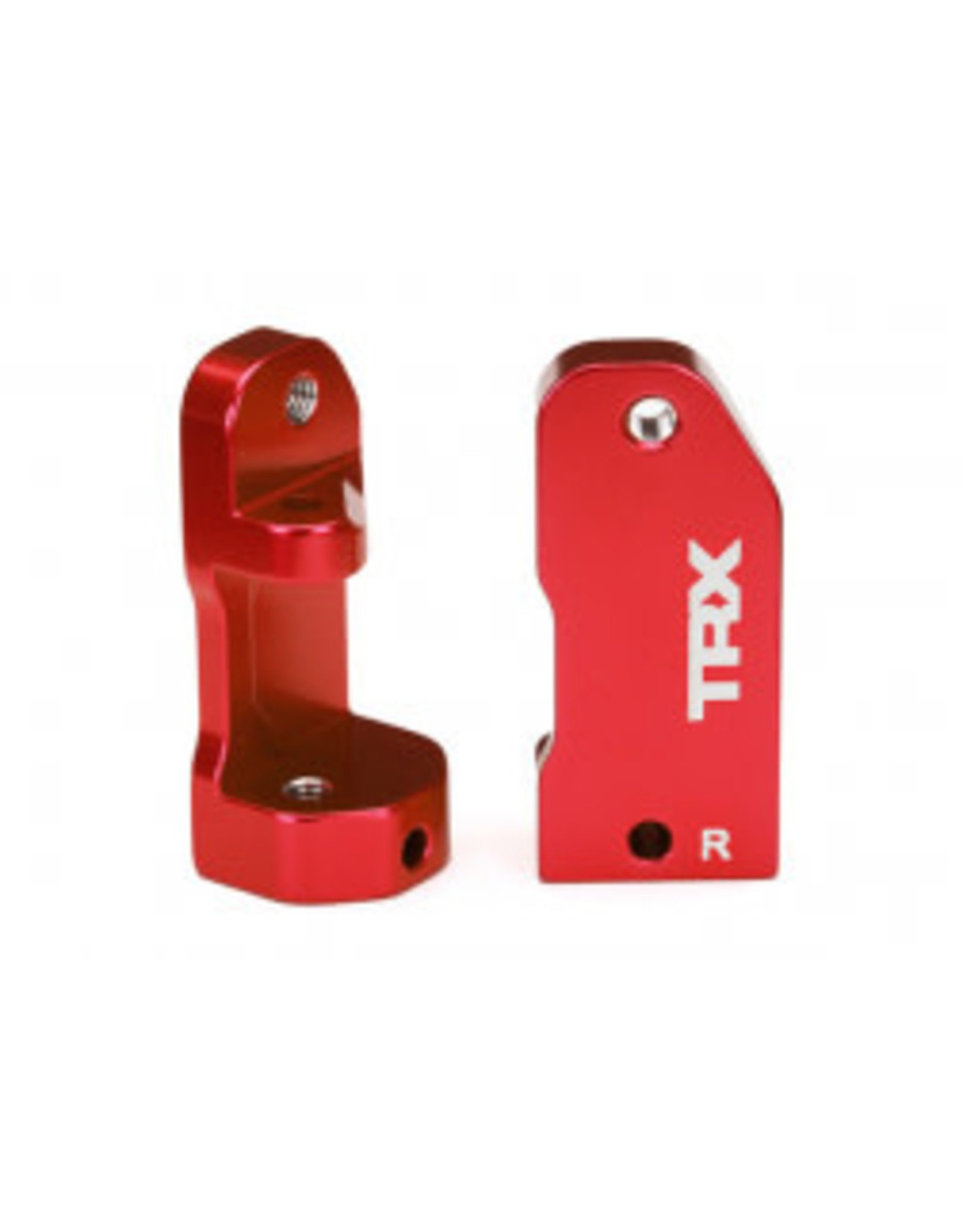Traxxas Caster blocks, 30-degree, red-anodized 6061-T6 aluminum (left & right)/ suspension screw pin (2)