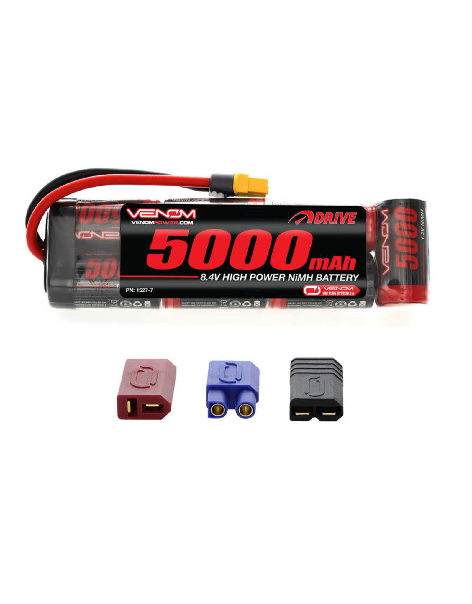 Venom 8.4V 5000mAh 7-Cell DRIVE Flat NiMH Battery: UNI 2.0 Plug