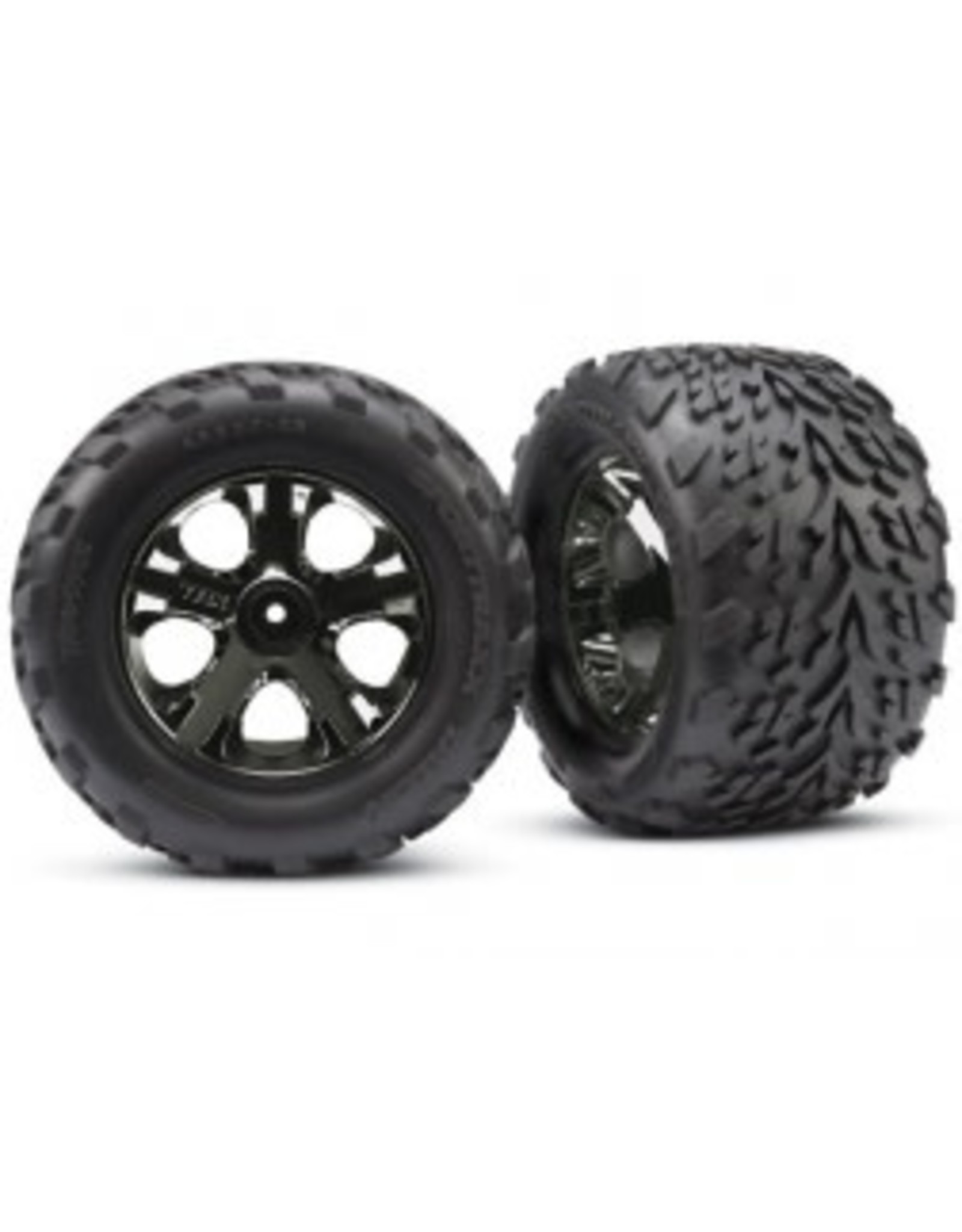 Traxxas Tires & wheels, assembled, glued (2.8") (All-Star black chrome wheels, Talon tires, foam inserts) (nitro rear/ electric front) (2) (TSM rated)
