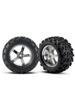 Traxxas Tires & wheels, assembled, glued (Hurricane chrome wheels, Maxx® tires (6.3" outer diameter), foam inserts) (2) (fits Revo®/T-Maxx®/E-Maxx with 6mm axle and 14mm hex)