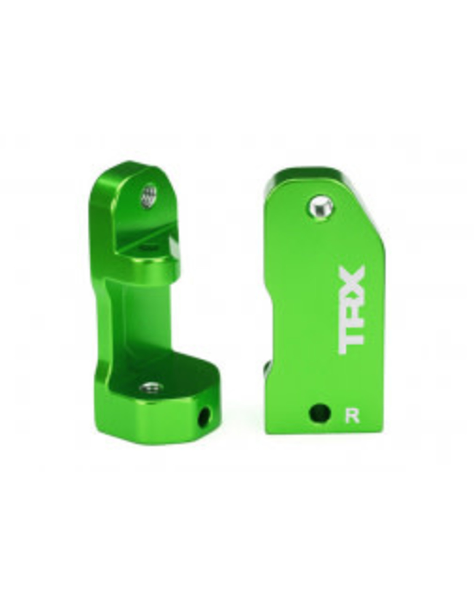 Traxxas Caster blocks, 30-degree, green-anodized 6061-T6 aluminum (left & right)/ suspension screw pin (2)