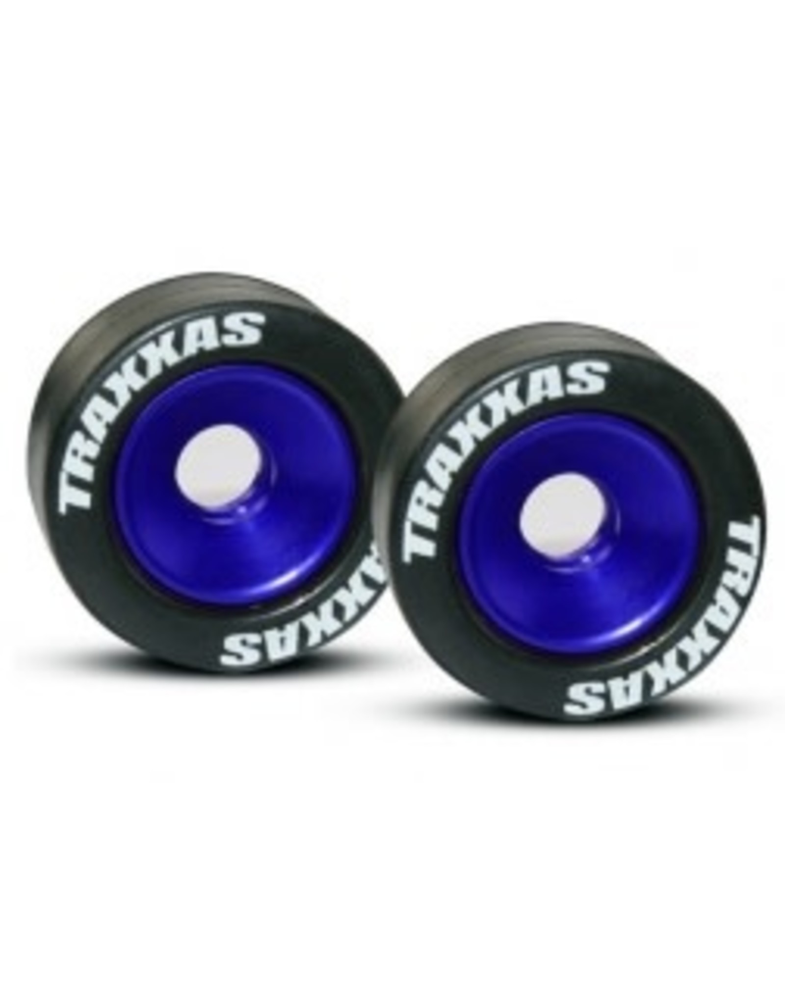 Traxxas [Wheels, aluminum (blue-anodized) (2)/ 5x8mm ball bearings (4)/ axles (2)/ rubber tires (2)] Wheels, aluminum (blue-anodized) (2)/ 5x8mm ball bearings (4)/ axles (2)/ rubber tires (2)
