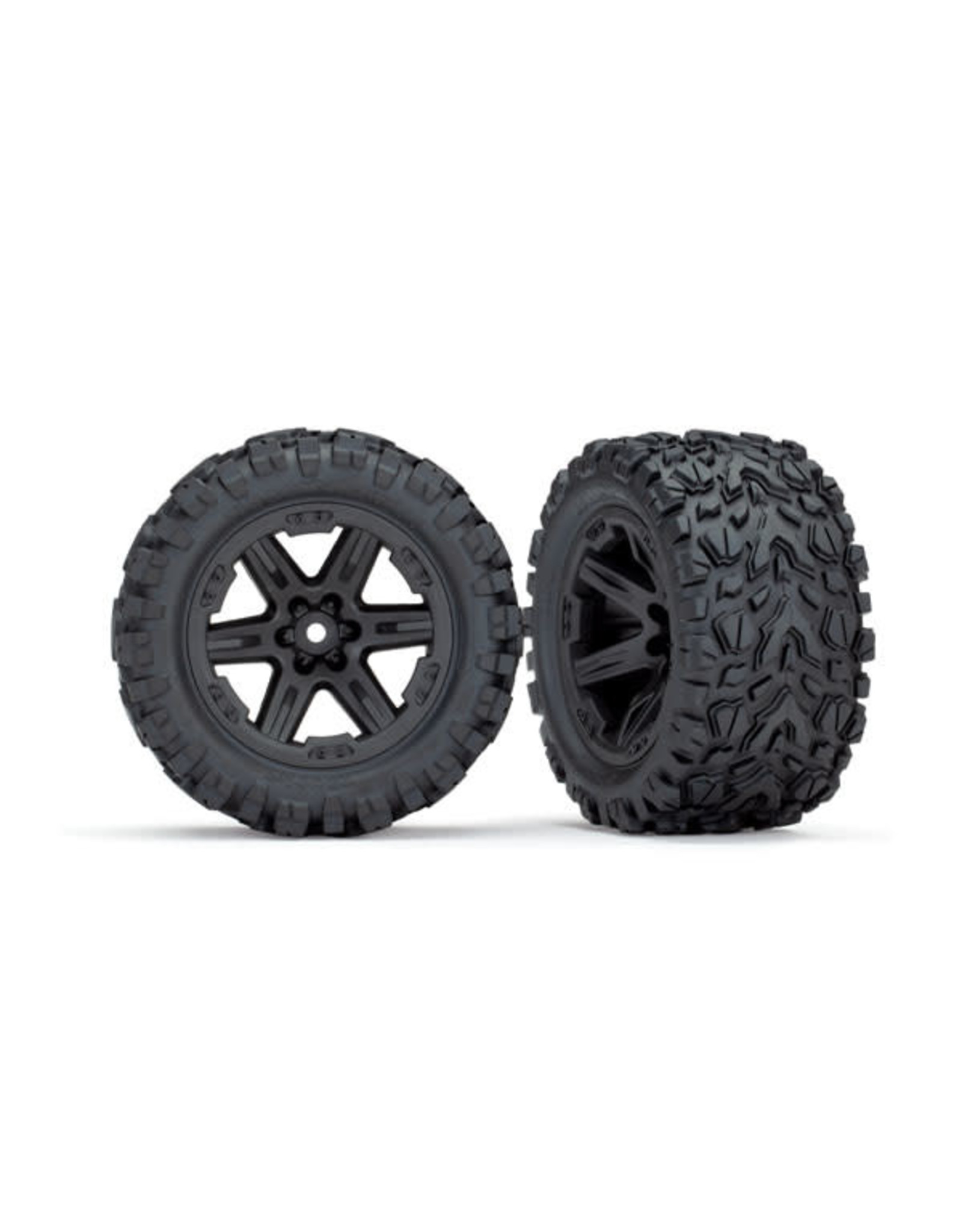Traxxas [Tires & wheels, assembled, glued (2.8") (RXT black wheels, Talon Extreme tires, foam inserts) (4WD electric front/rear, 2WD electric front only) (2) (TSM rated)] Tires & wheels, assembled, glued (2.8") (RXT black wheels, Talon Extreme t