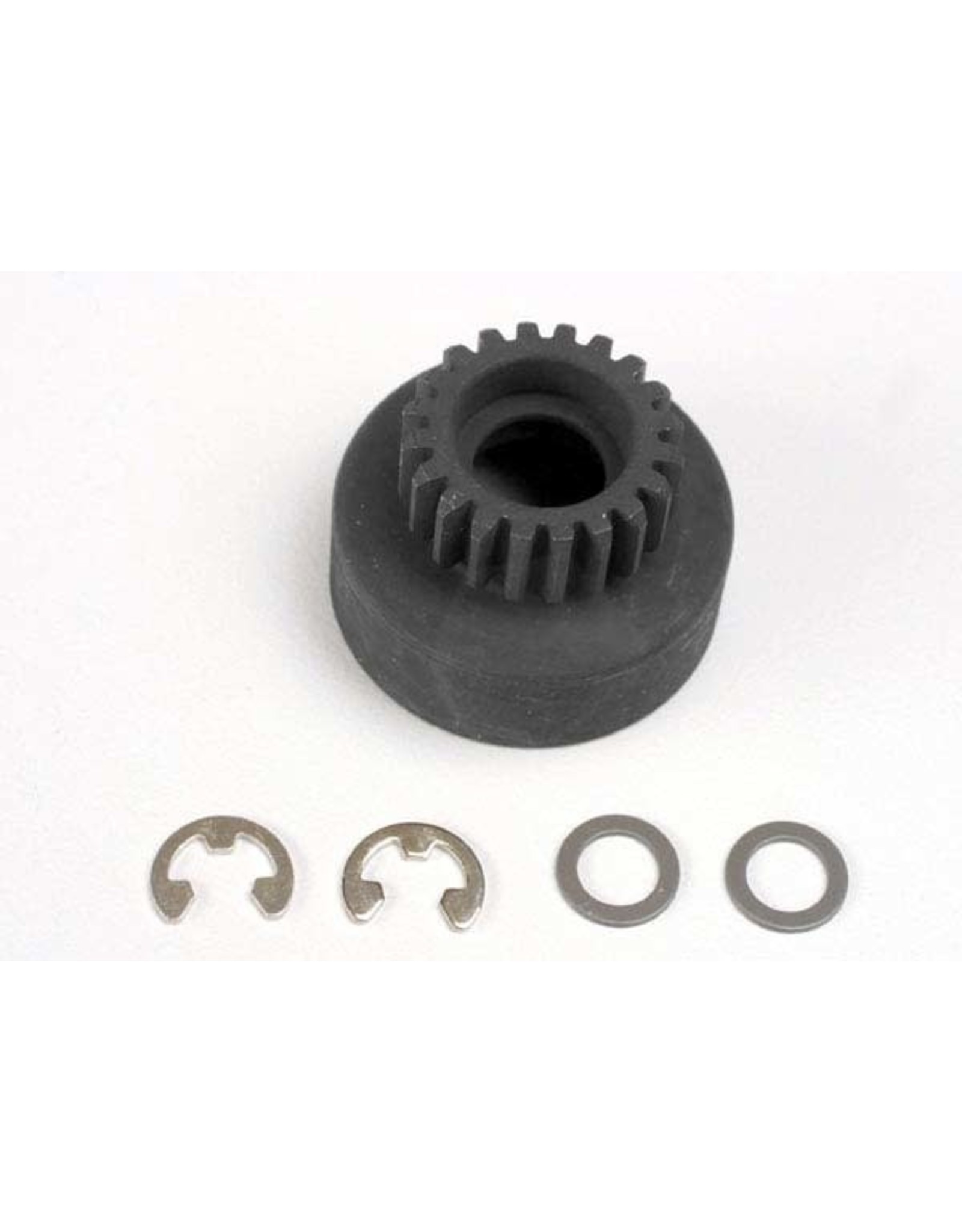 Traxxas Clutch bell, (20-tooth)/ 5x8x0.5mm fiber washer (2)/ 5mm E-clip (requires #4611-ball bearings, 5x11x4mm (2)