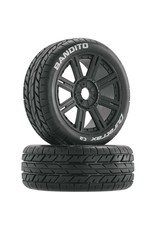 Duratrax Bandito 1/8 Buggy Tire C2 Mounted Spoke Tires, Black (2)