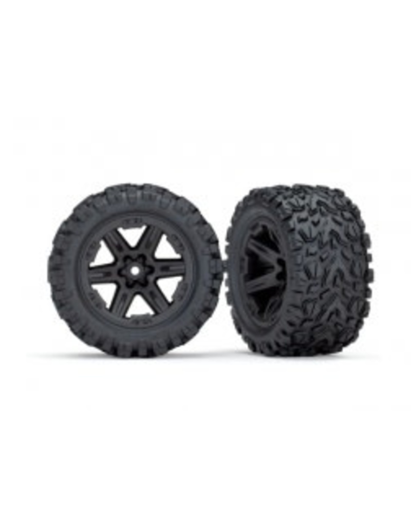 Traxxas Tires & wheels, assembled, glued (2.8") (RXT black wheels, Talon Extreme tires, foam inserts) (2WD electric rear) (2) (TSM rated)