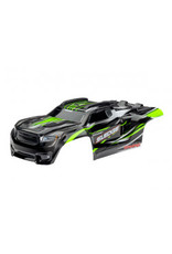 Traxxas Body, Sledge™, green/ window, grille, lights decal sheet (assembled with front & rear body mounts and rear body support for clipless mounting)