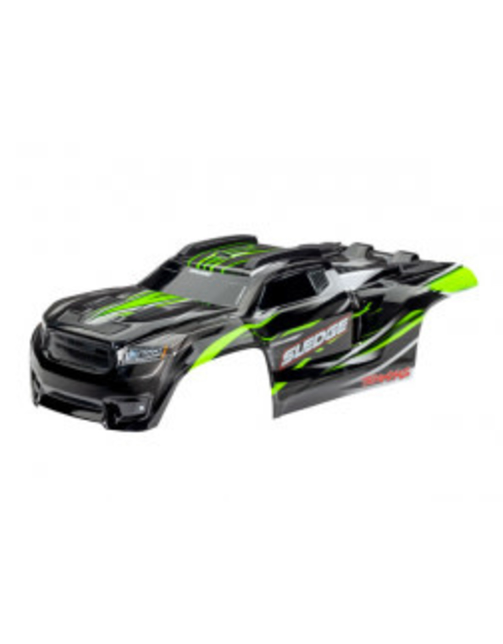 Traxxas Body, Sledge™, green/ window, grille, lights decal sheet (assembled with front & rear body mounts and rear body support for clipless mounting)