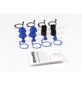 Traxxas Pivot ball caps (4)/ dust boots, rubber (4)/ dust plugs, rubber (4)/ dust boot retainers, black (4), blue (4) (2 pkgs. req. to complete truck)