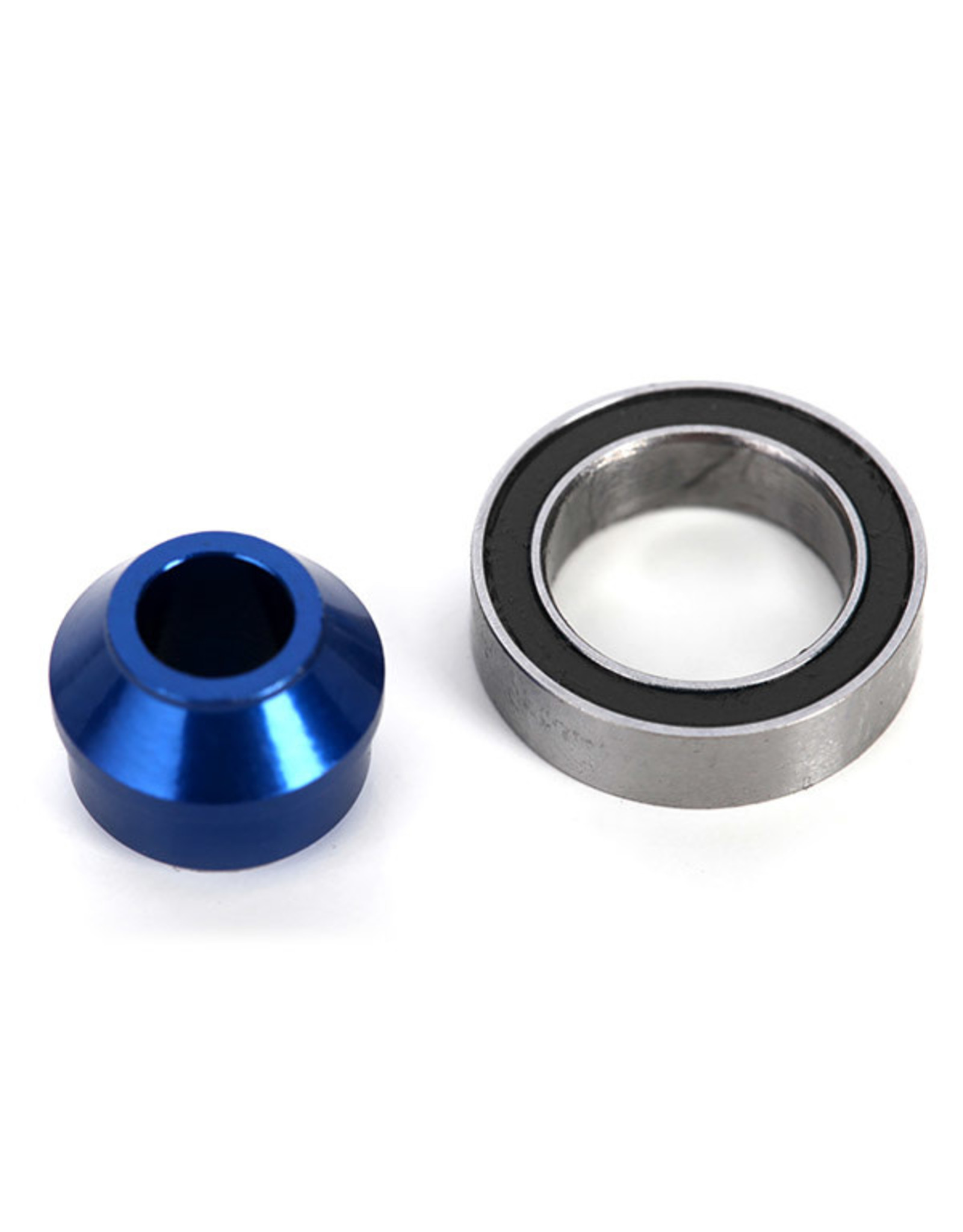 Traxxas Bearing adapter, 6061-T6 aluminum (blue-anodized) (1)/10x15x4mm ball bearing (black rubber sealed) (1) (for slipper shaft)