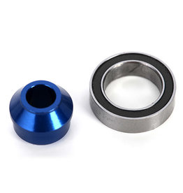 Traxxas Bearing adapter, 6061-T6 aluminum (blue-anodized) (1)/10x15x4mm ball bearing (black rubber sealed) (1) (for slipper shaft)