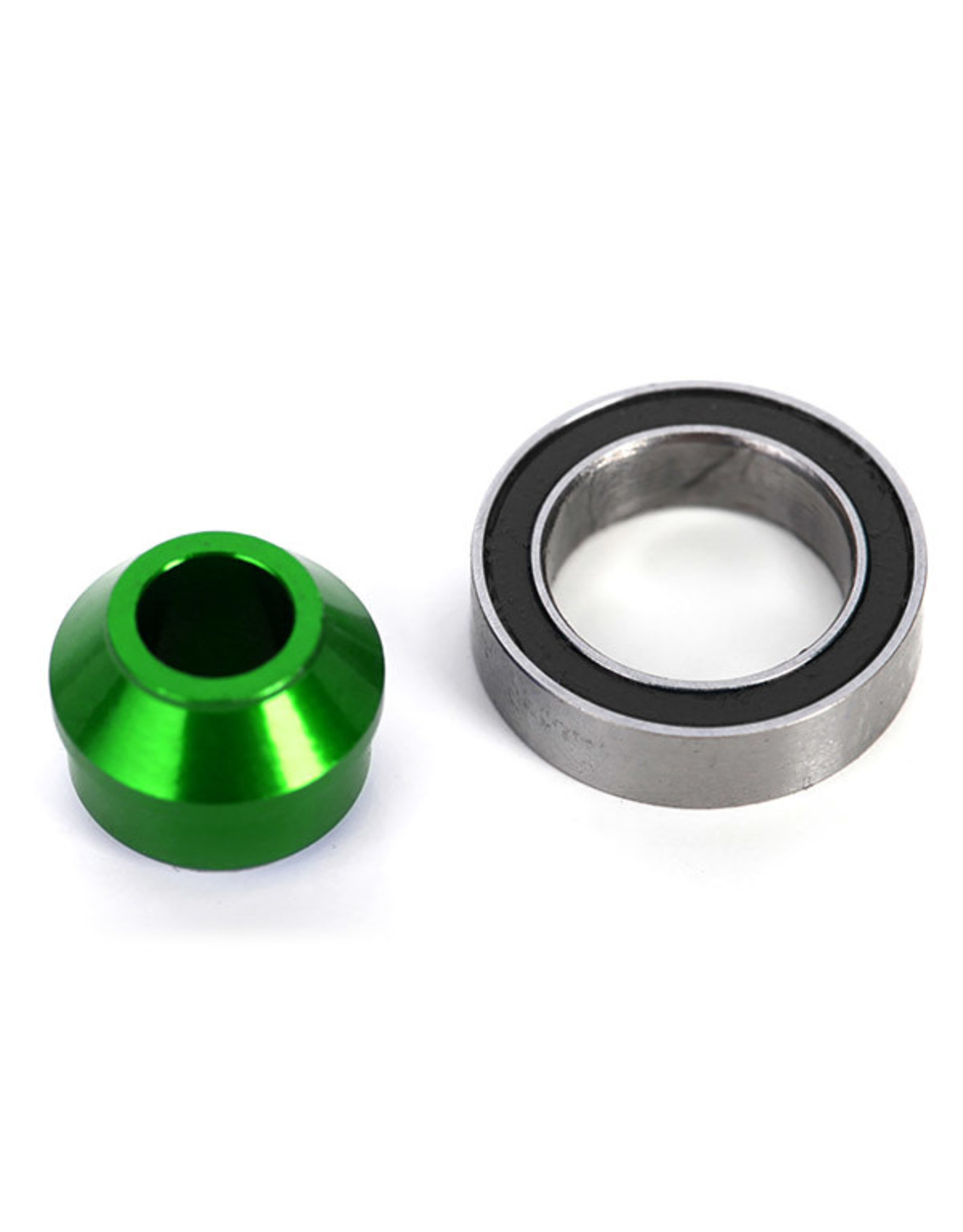 Traxxas Bearing adapter, 6061-T6 aluminum (green-anodized) (1)/ 10x15x4mm ball bearing (black rubber sealed) (1) (for slipper shaft)