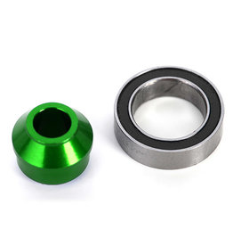 Traxxas Bearing adapter, 6061-T6 aluminum (green-anodized) (1)/ 10x15x4mm ball bearing (black rubber sealed) (1) (for slipper shaft)