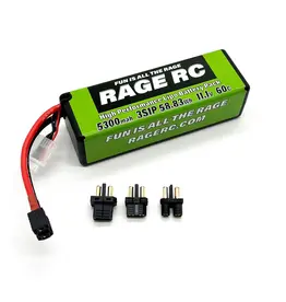 RAGE Rage R/C - 5300mAh 3S 11.1V 60C Hard Case LiPo Battery with Universal Connector EC3, XT60, T-Plug