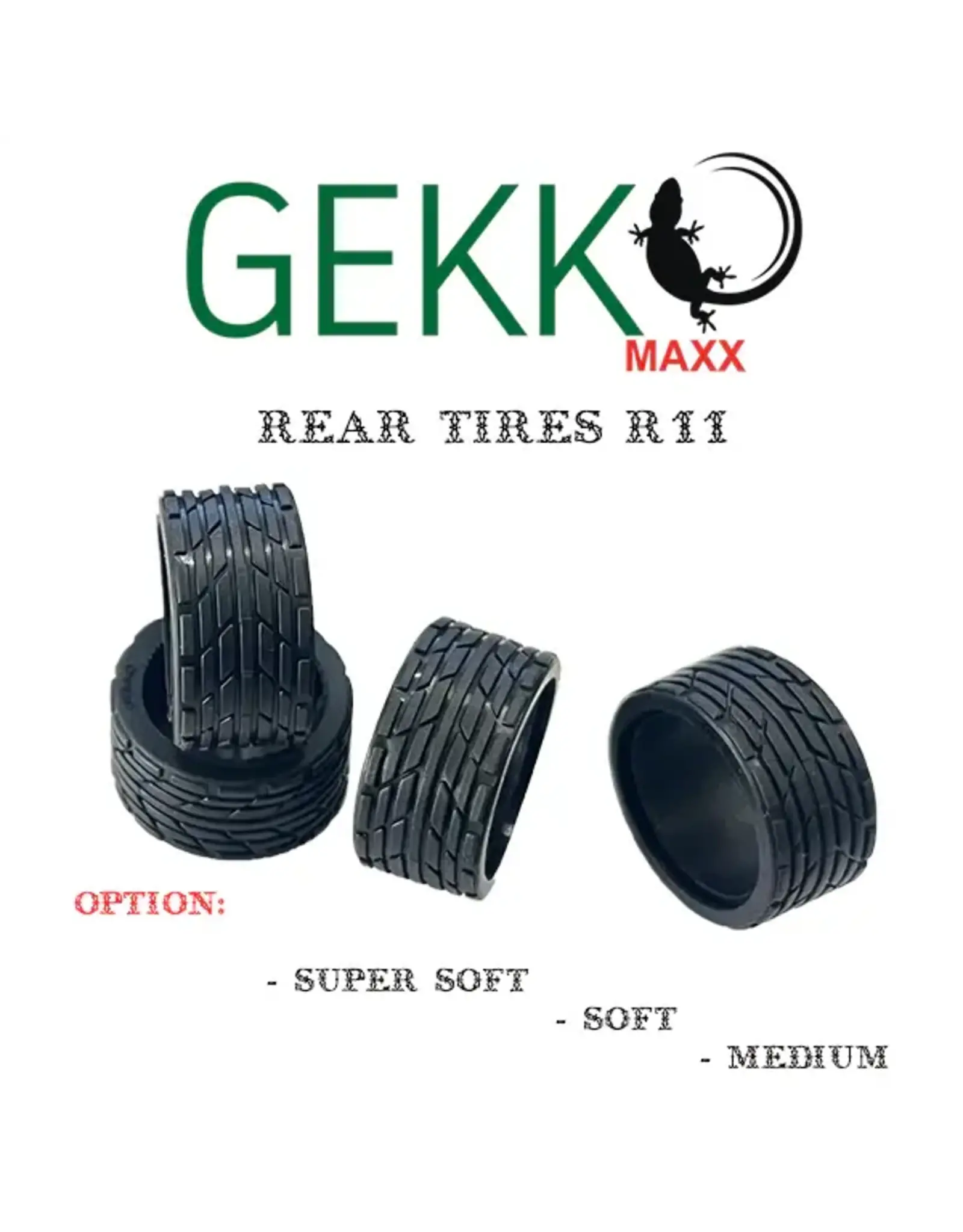Nexx Tires, REAR, (SOFT) Gekko Maxx, "GKM" Series, 11mm Race Tires, 4 pieces