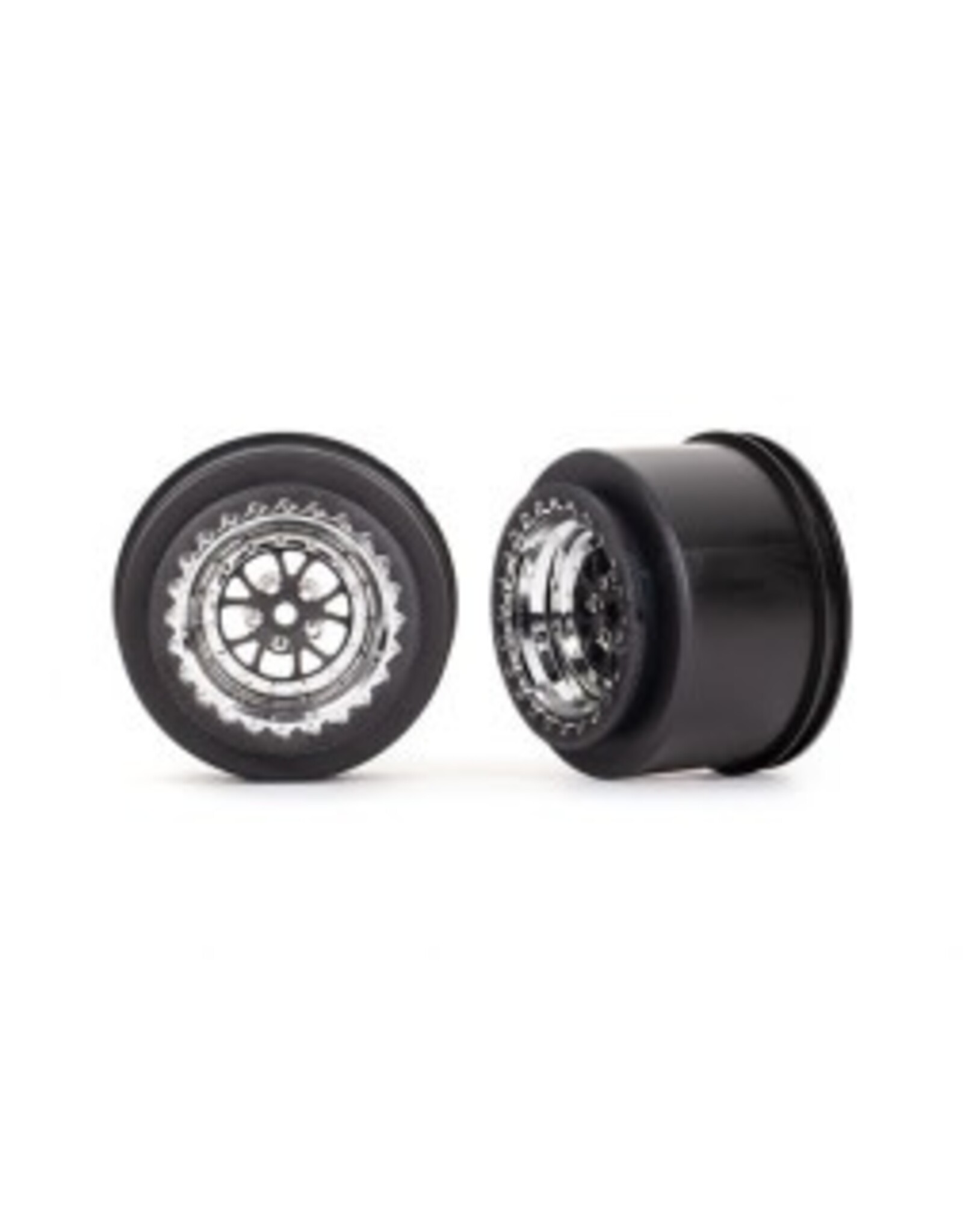 Traxxas Wheels, Weld chrome with black (rear) (2)