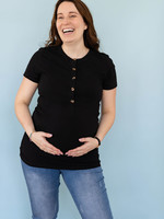 Rose Maternité T-shirt INTRIGUE BOUTONS noir. Rose Maternité. Allaitement & Maternité