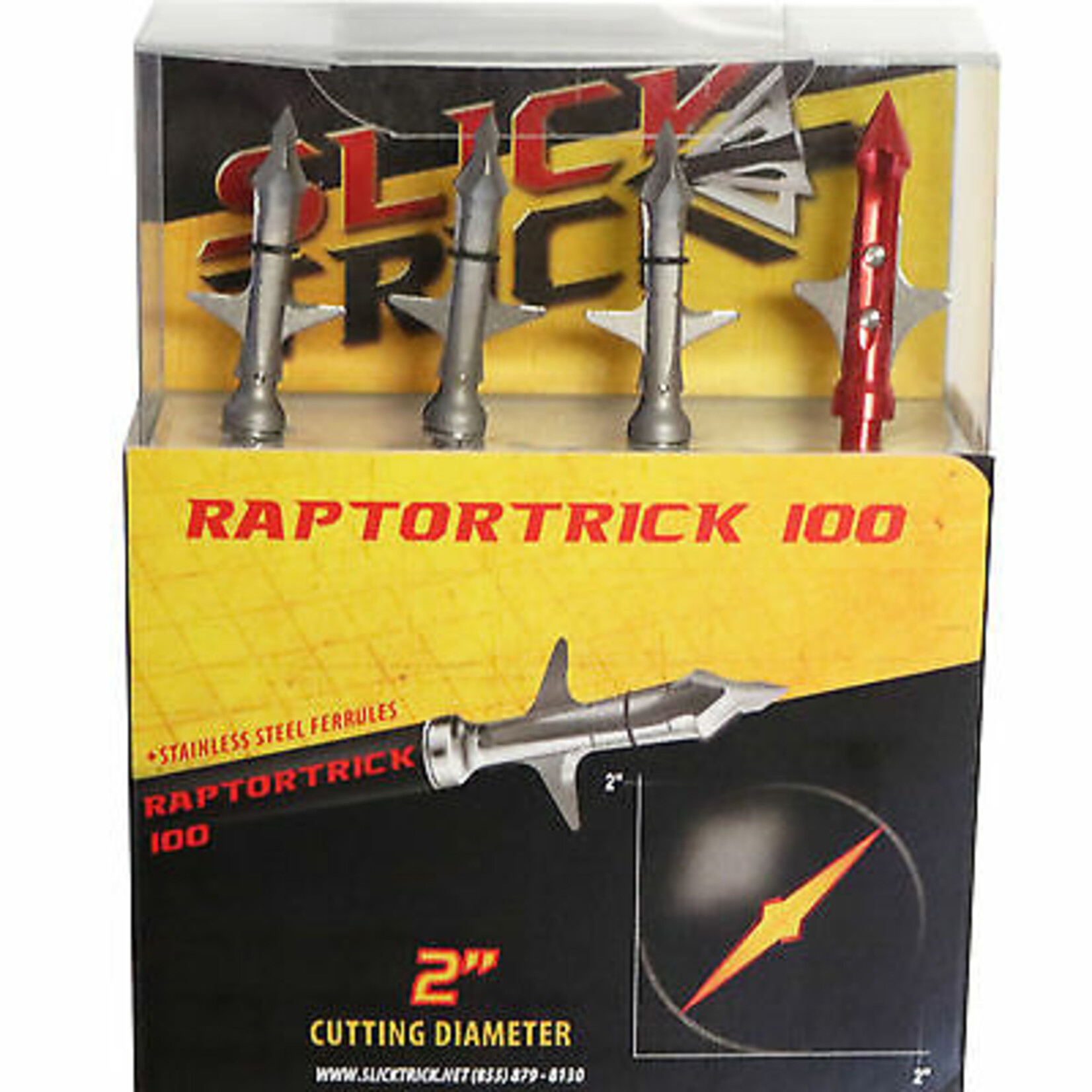 Slick Trick Raptor Trick Mechanical Broadhead, 2 Blade, 2", 100gr, 3pk