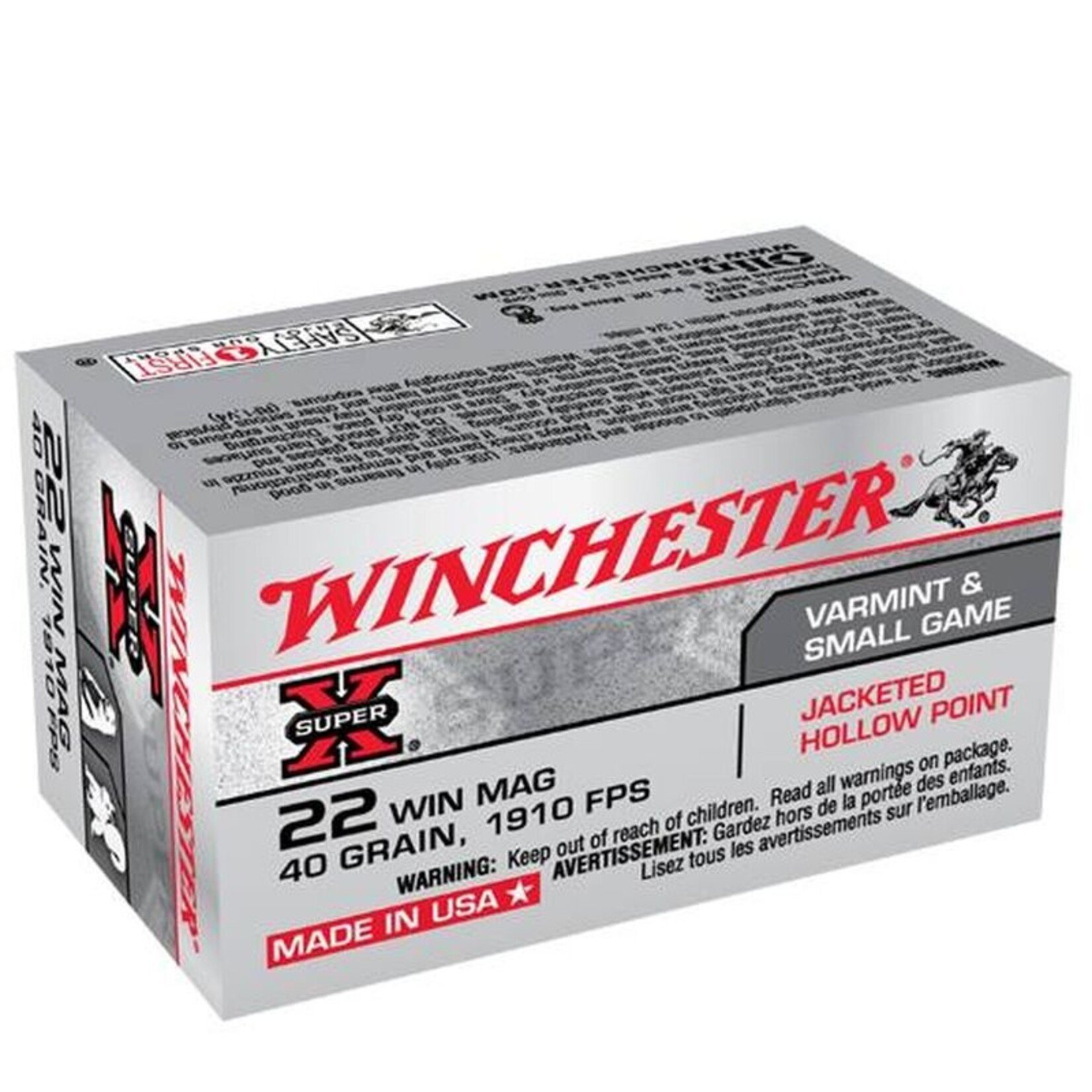 Winchester Winchester Super-X 22 wmr 40 gr JHP 1910 fps 50 rnds