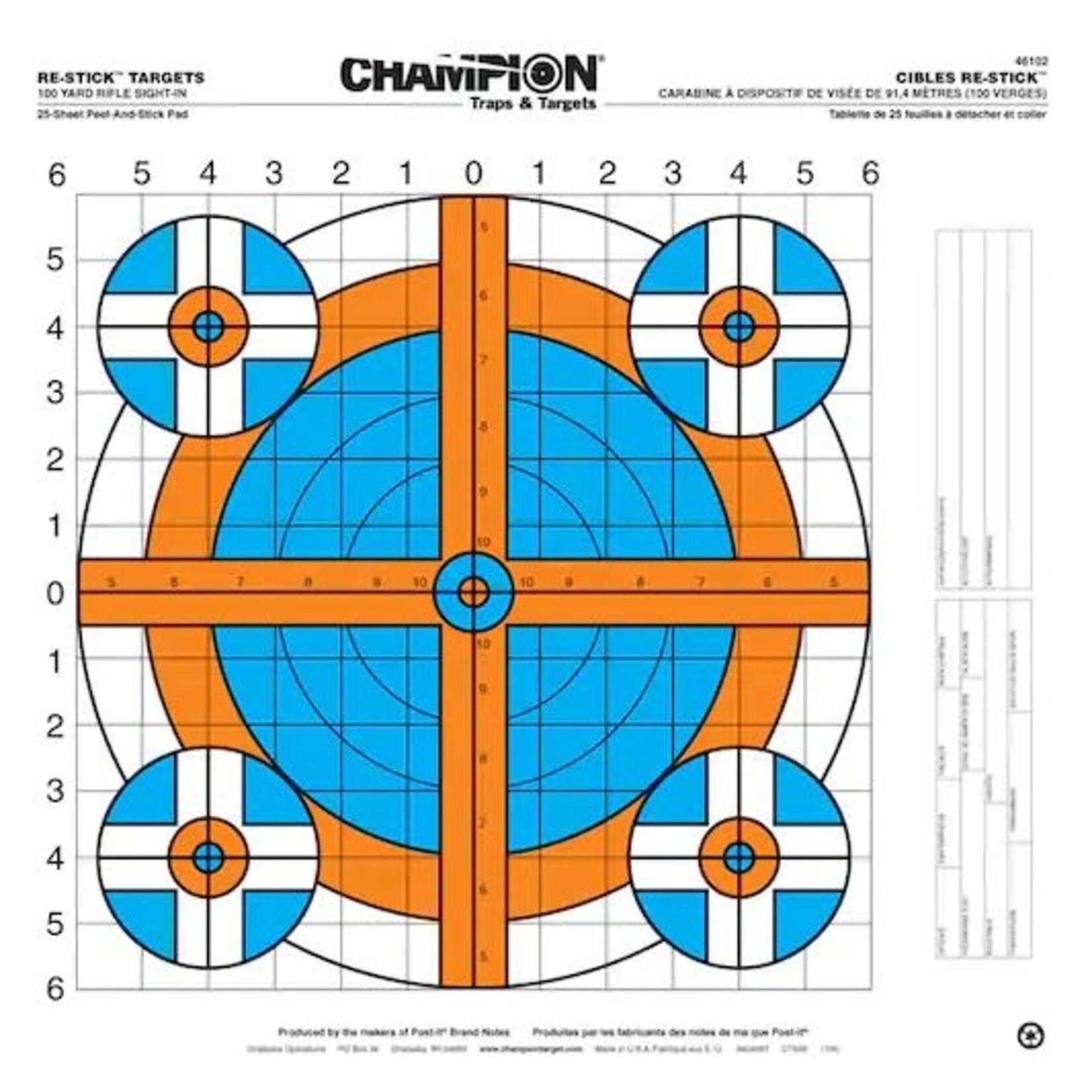 Champion Champion Re-Stick 100yd Rifle Sight-In Target 16x16 25pk