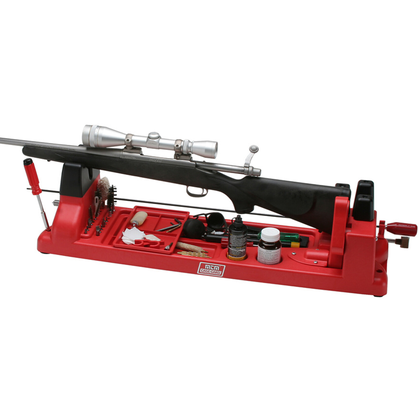 MTM MTM Gun Vise with Cleaning Compartments & Storage Area, Red