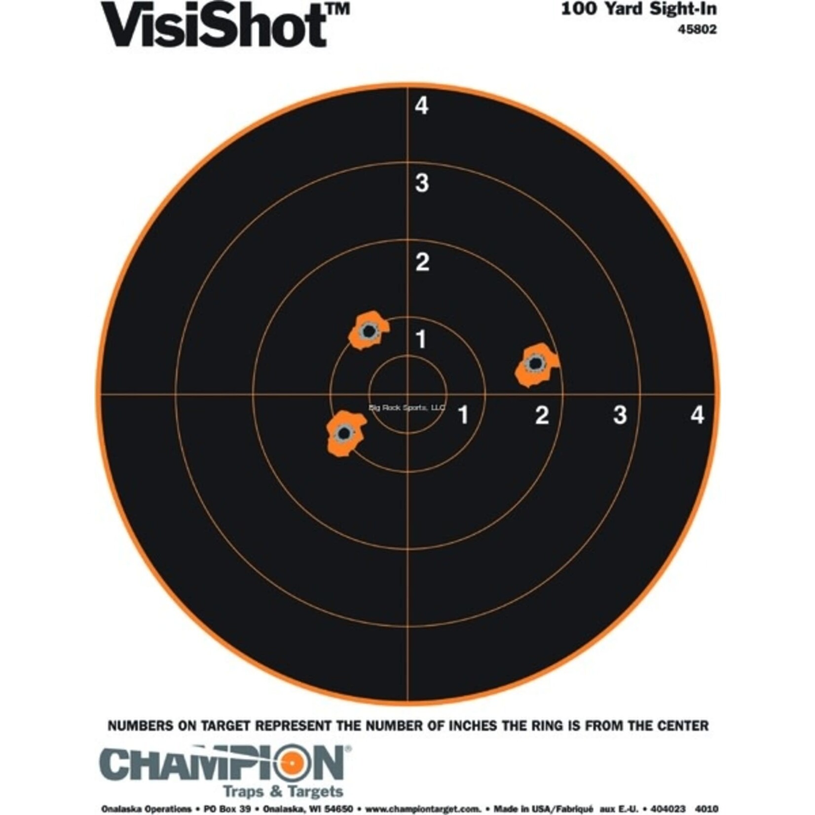 Champion Visishot 100 yd Sight-In Target, 8" Bullseye, 8.5"x11", 10Pk