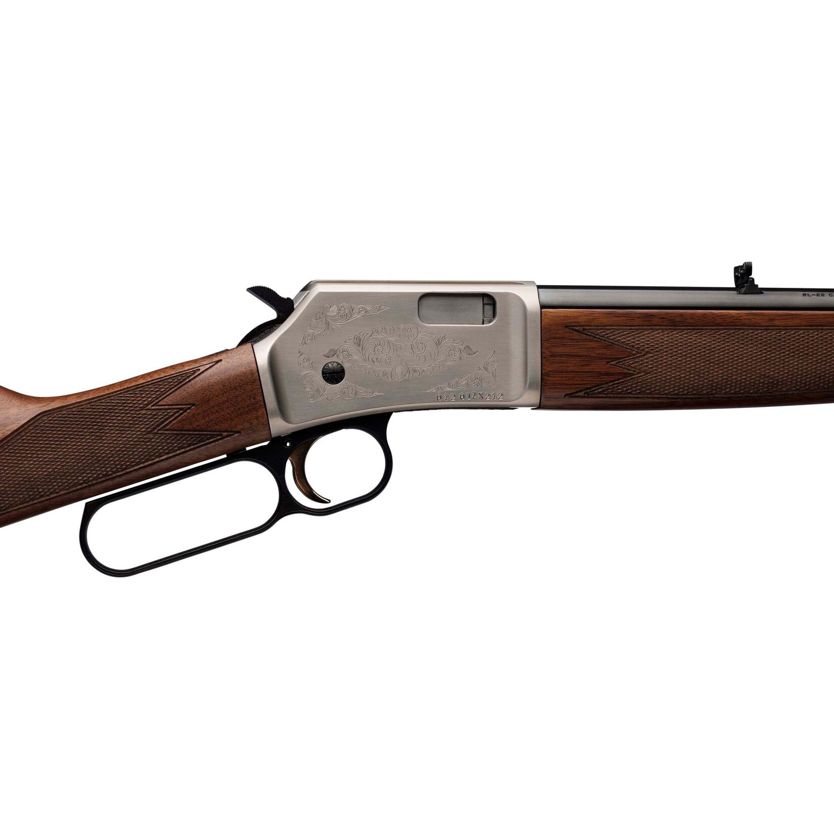 Browning 22 lr - Browning BL-22 Grade II Satin Nickel Lever Action Rifle