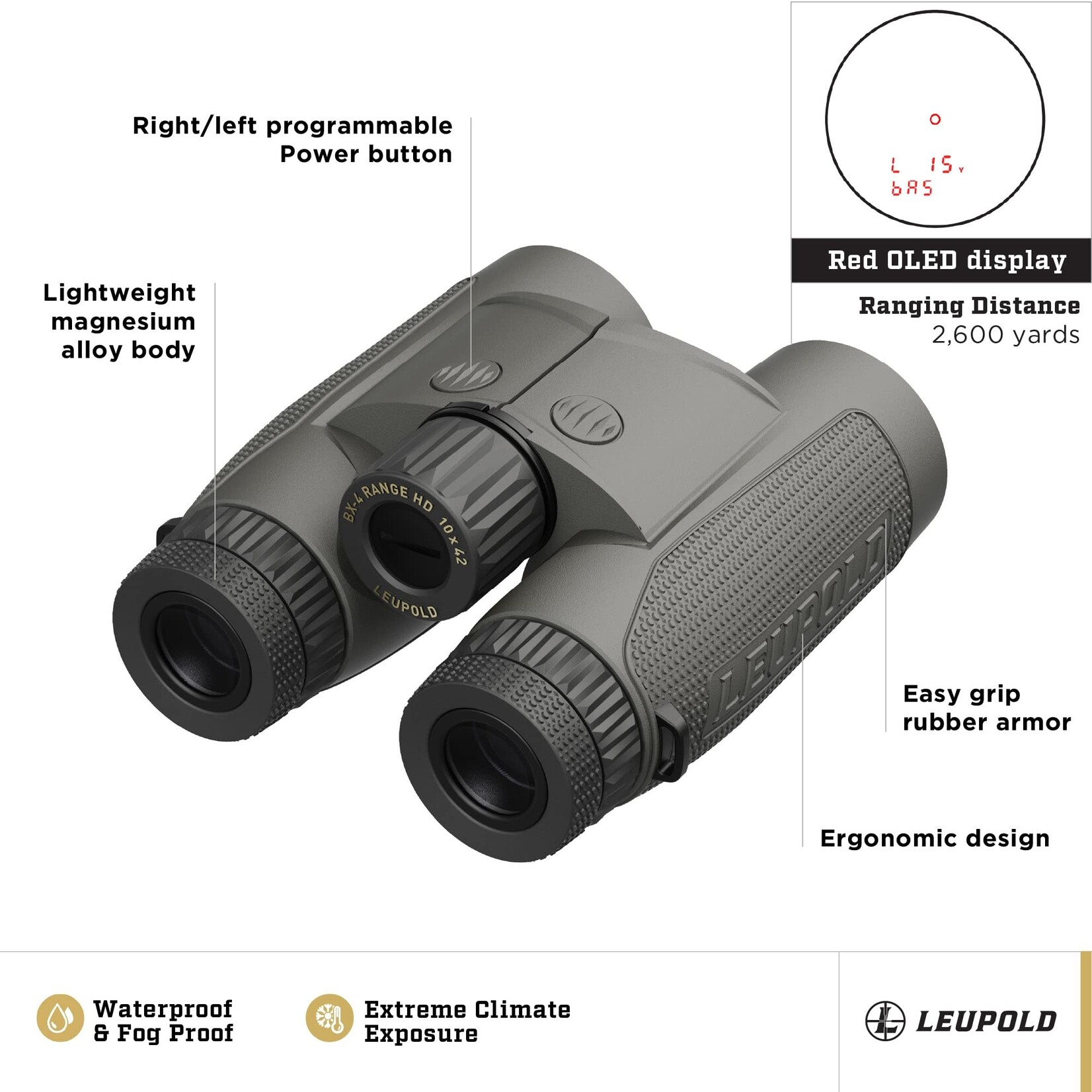 Leupold Leupold BX-4 Range HD TBR/W 10x42 Rangefinding Binocular