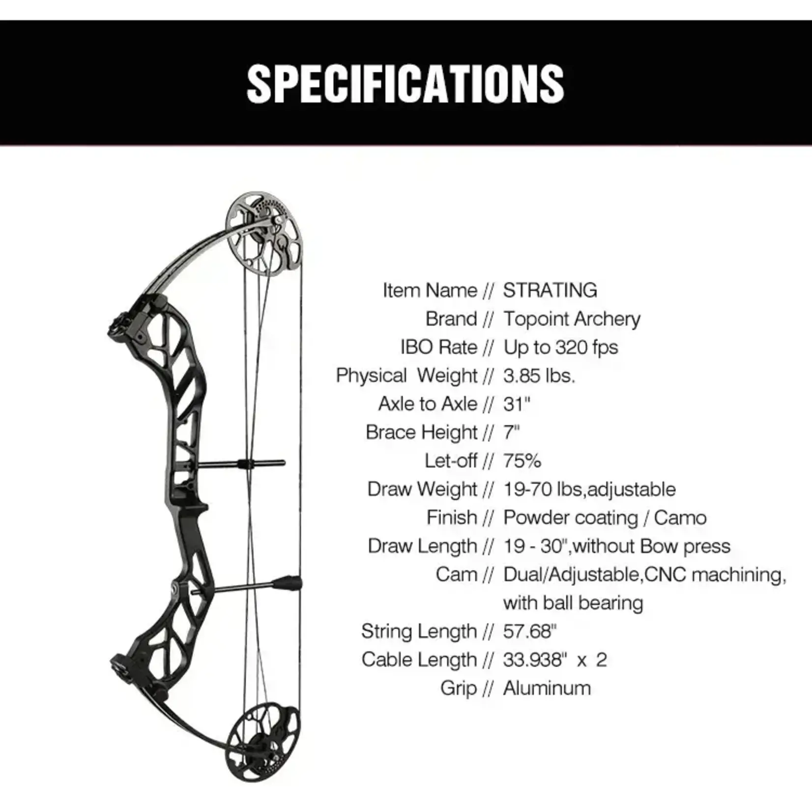 Golden Arrow Archery Starting 31 Bow Kit 19-70 lb 19"-30" RH - Smoke