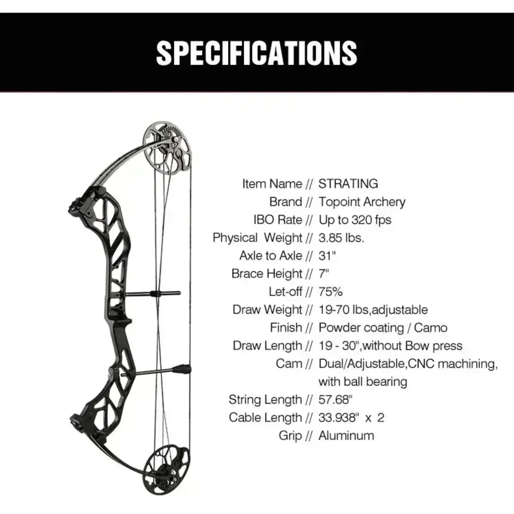 Golden Arrow Archery Starting 28 Bow Kit 19-70 lb 19"-30" RH - Black