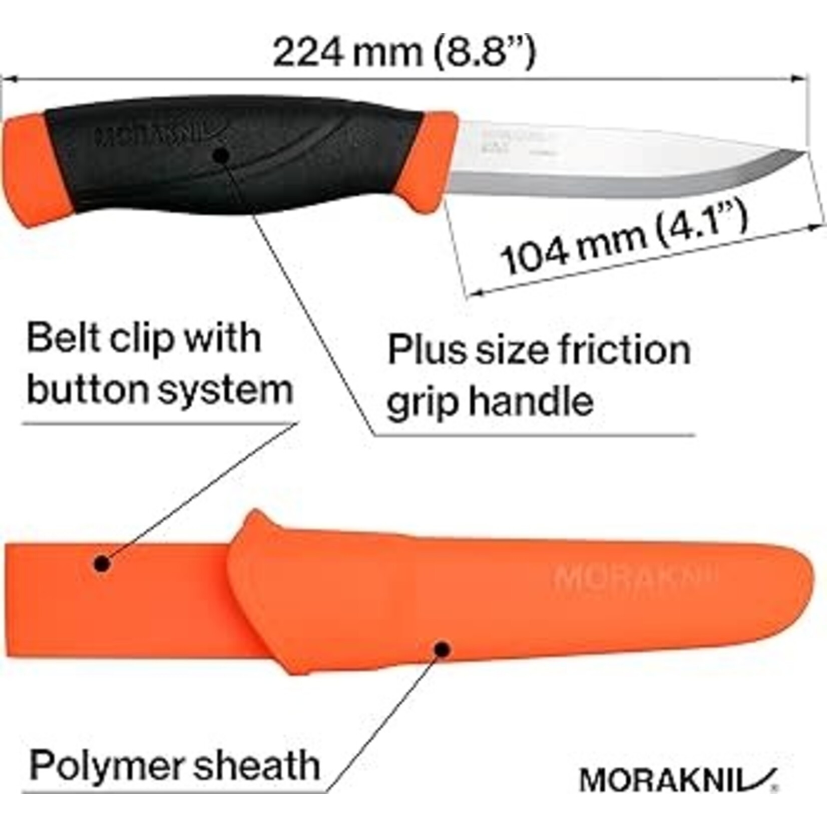 Mora Morakniv Mora of Sweden Basic 546 Black/Orange Companion Knife 4.1"