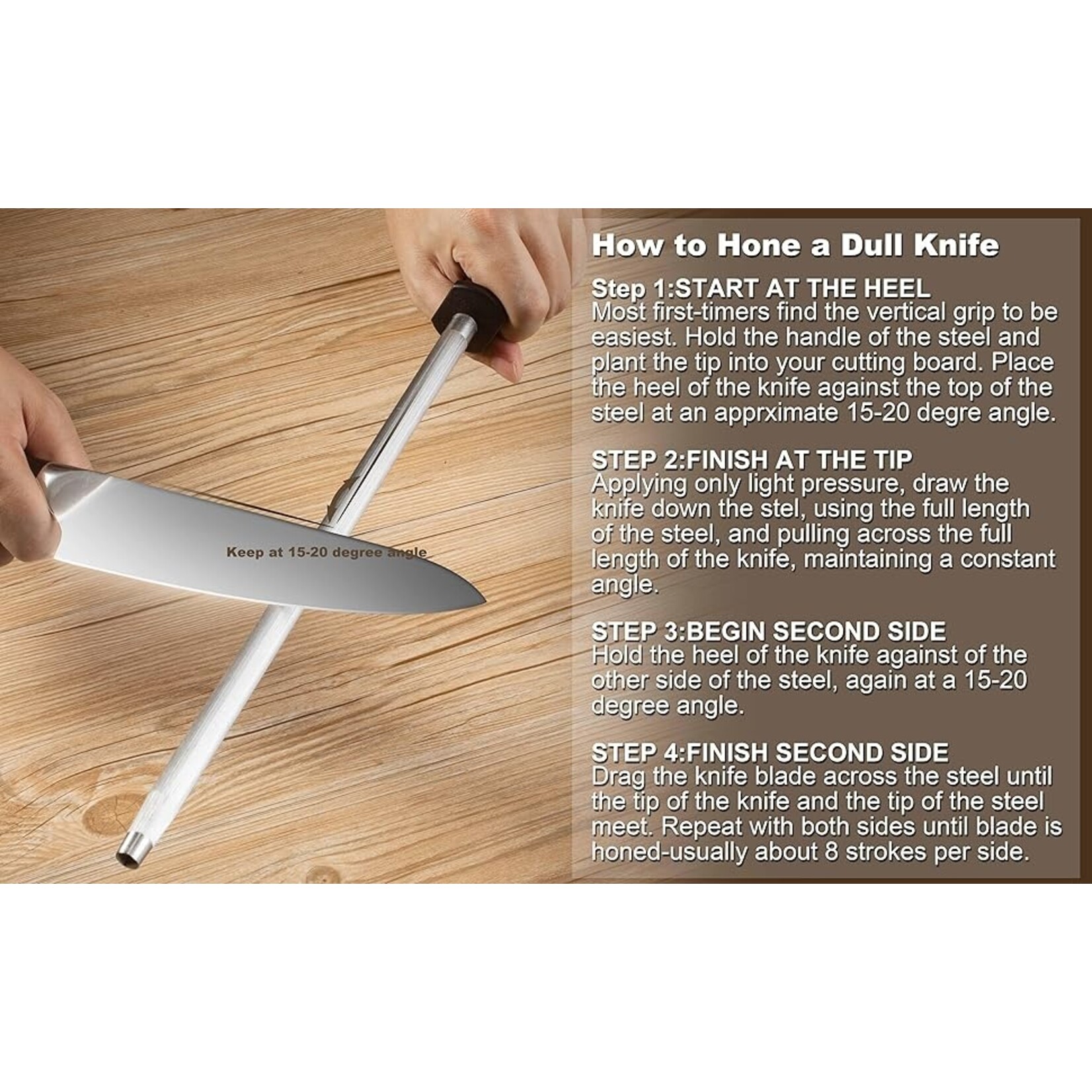All Win - Houseware Carbon Steel Knife Sharpening Steel 12"