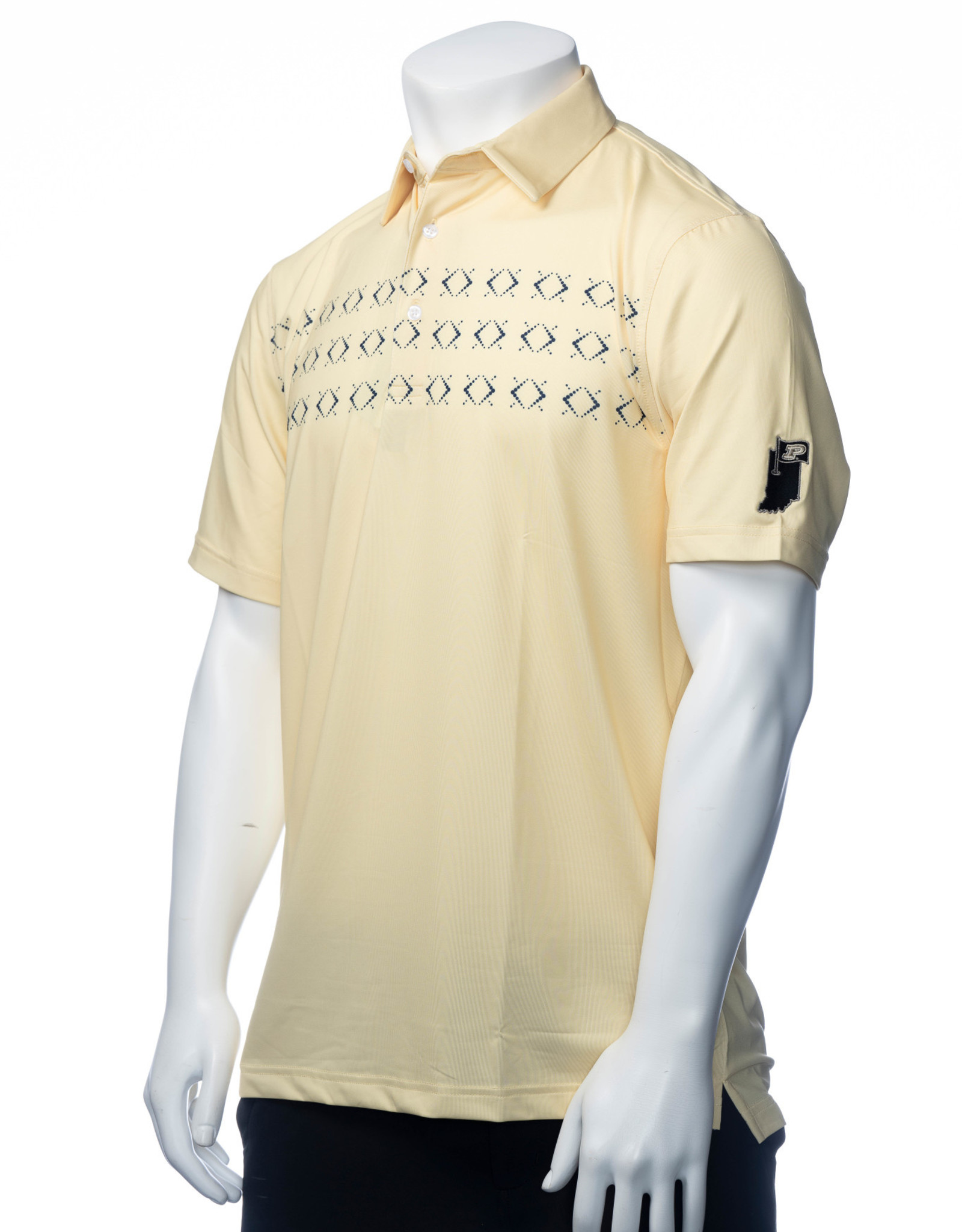PURDUE GOLF COLLECTION PGC JUSTIN DOT ARGYLE ECOTEC POLO