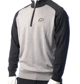 PURDUE GOLF COLLECTION PGC THE CHITOWN MERINO WOOL RAGLAN 1/2 ZIP