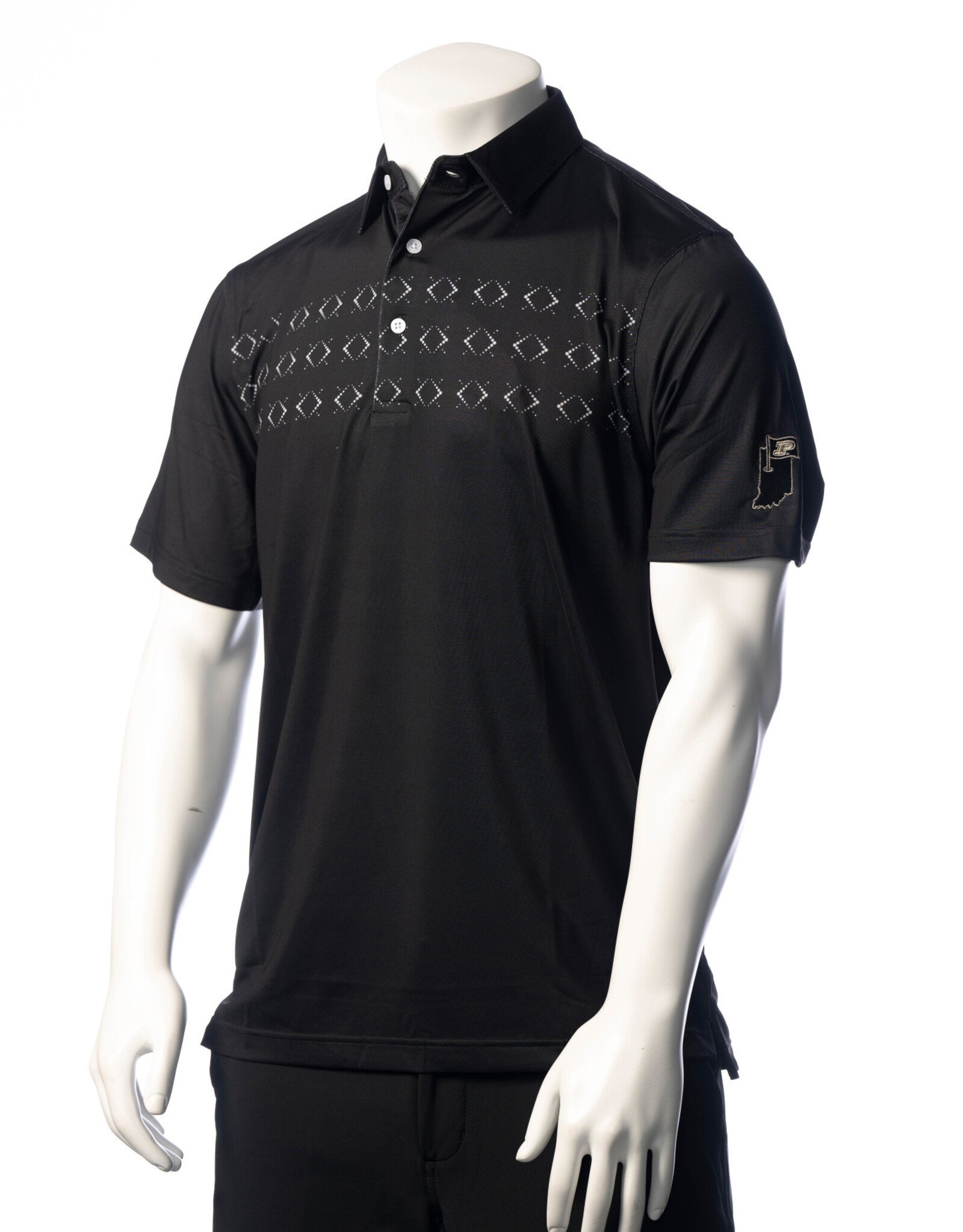 PURDUE GOLF COLLECTION PGC JUSTIN DOT ARGYLE ECOTEC POLO