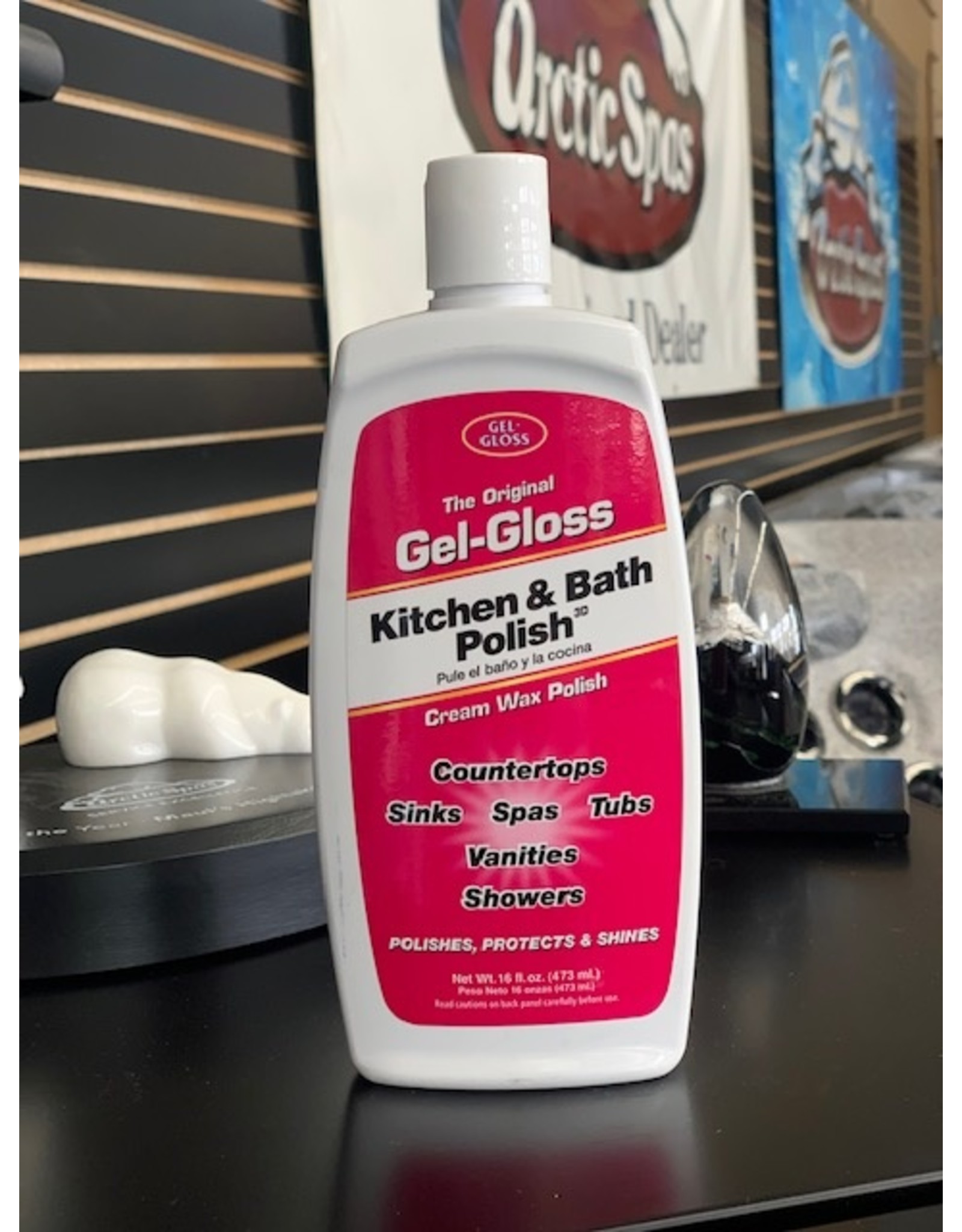 Gel-Gloss Kitchen and Bath Polish Cream Wax Countertops Showers Cleaner 16  oz