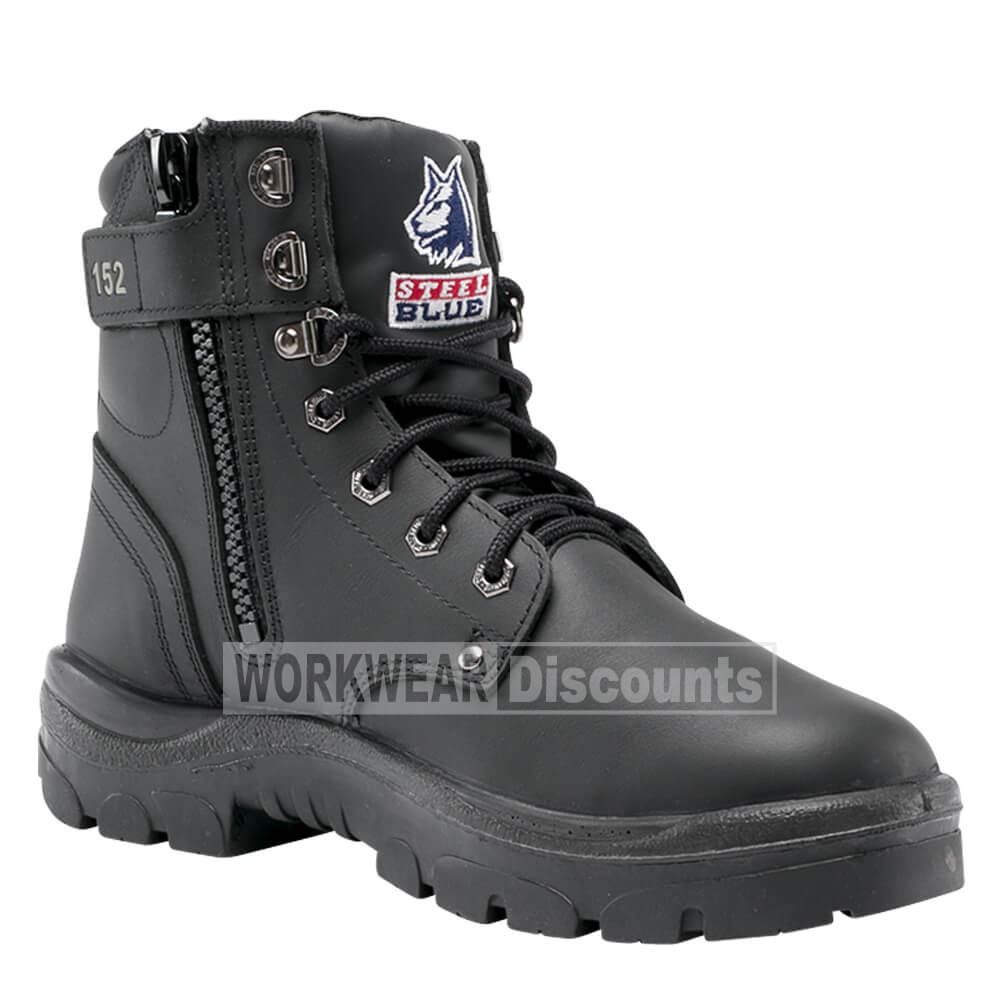 steel cap boots black