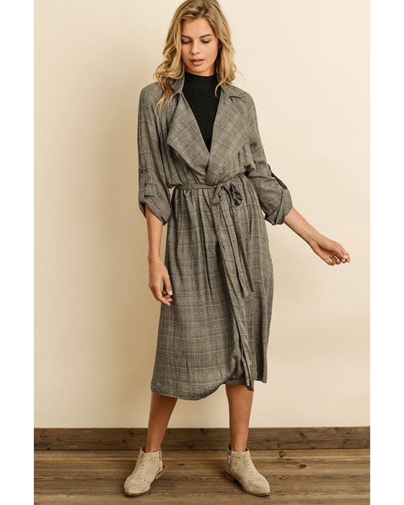 glen plaid trench coat