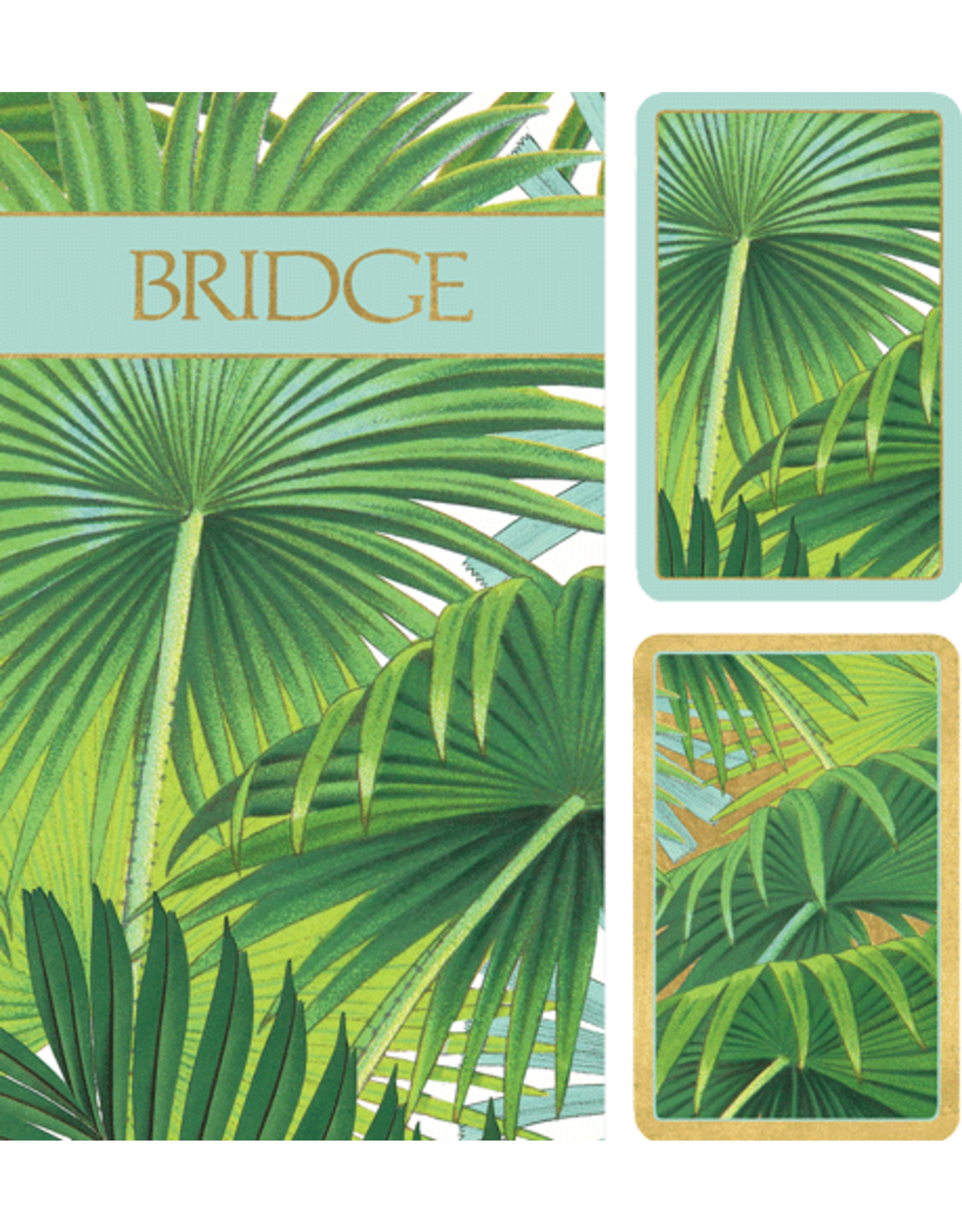 Caspari Bridge Gift Set w 2 Card Decks 2 Score Pads Palm Fronds