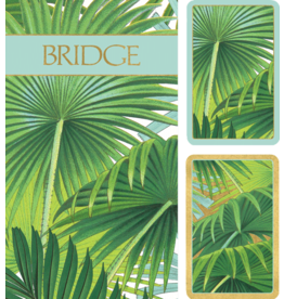 Caspari Bridge Gift Set w 2 Card Decks 2 Score Pads Palm Fronds