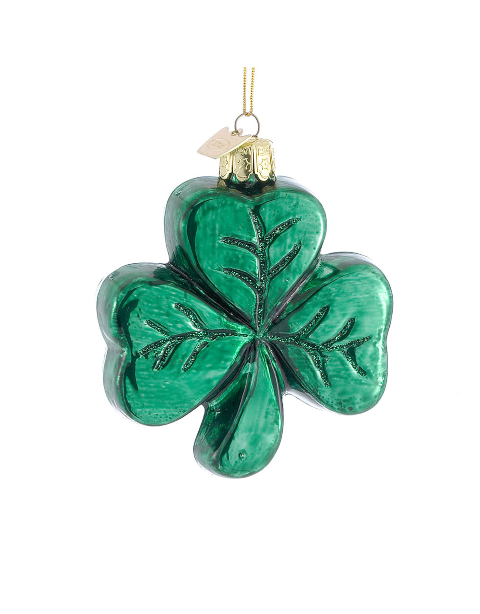 Kurt Adler Noble Gems Irish Glass Shamrock Ornament 3.25 inch