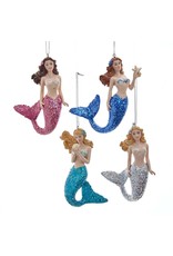 Kurt Adler Mermaids W Glittered Tails Christmas Ornaments Set of 4